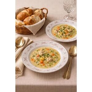 Empress China Japan 1980s Set Of 7 Seville Floral Soup Plates, 8x1.5”